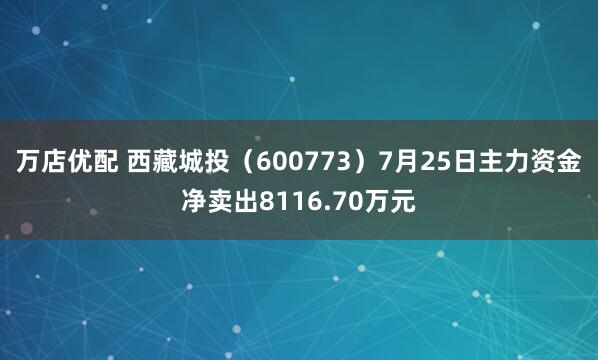 万店优配 西藏城投（600773）7月25日主力资金净卖出8116.70万元